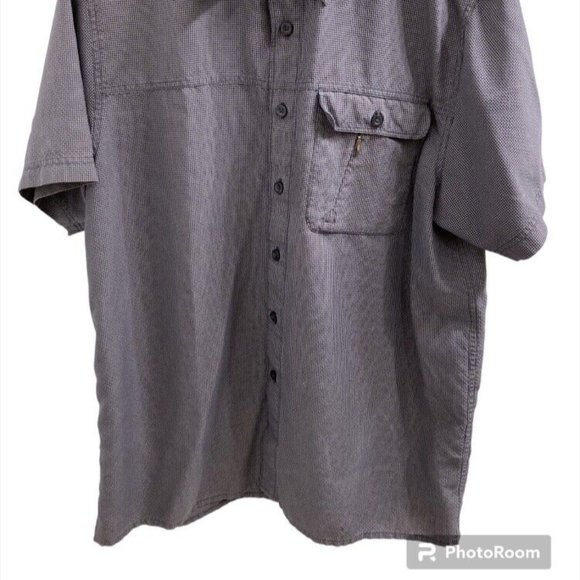 North Face Mens Shirt Sz Lg Short Sleeves Button Down Black Gray check - Picture 8 of 8